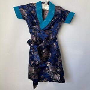 NWOT - Kids, Tibetan Traditional Brocade Chupa Dress Losar - Blue.